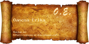 Oancsa Erika névjegykártya